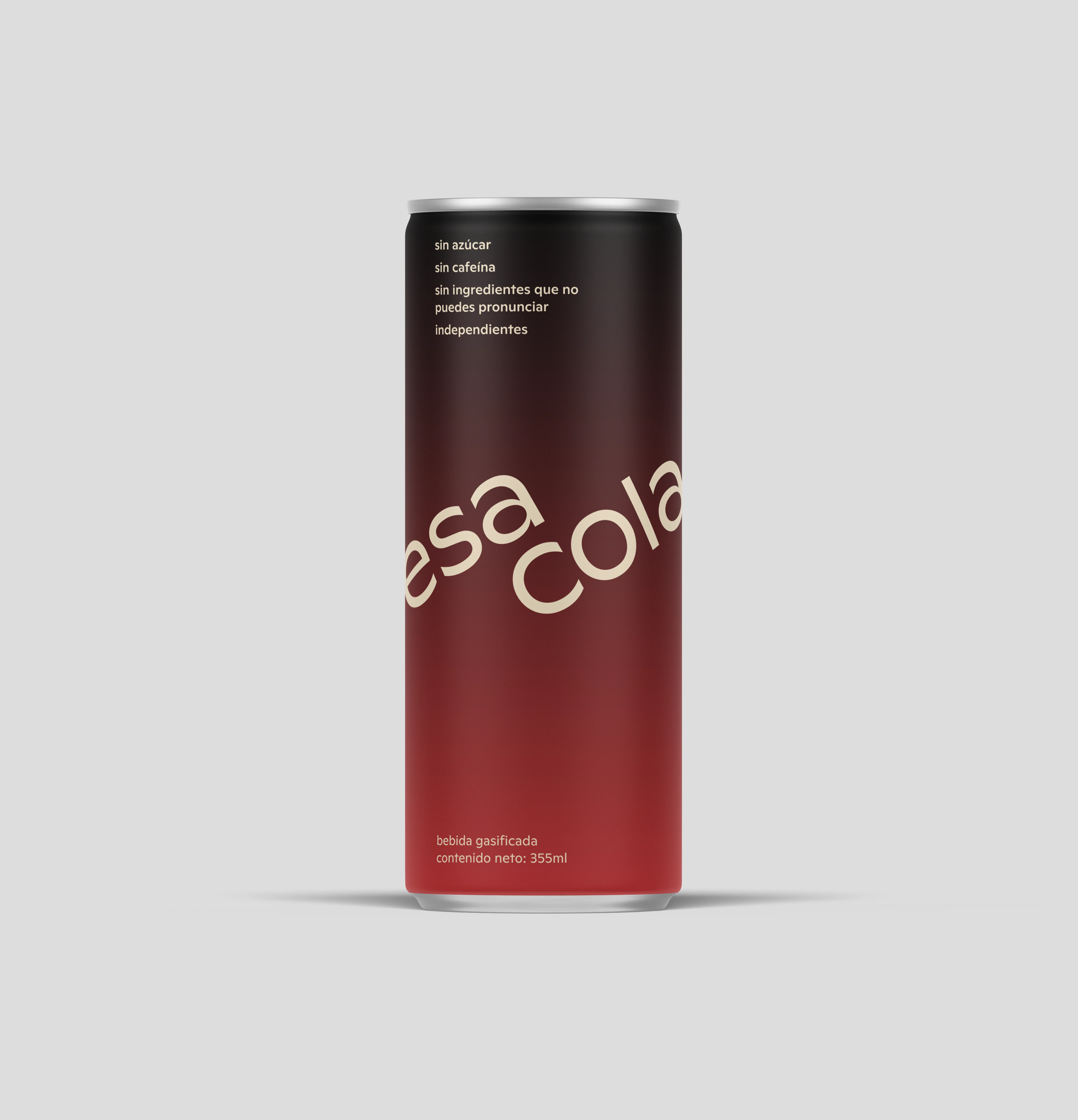 lata de esa cola, negra con degradado rojo